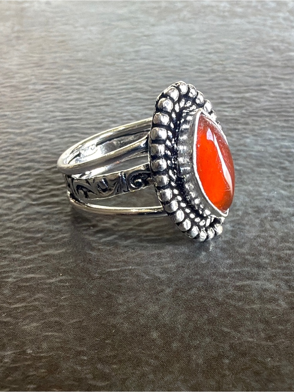 Vintage Boho Silver 925 Ring Size 5.5 Women Jewelry Carnelian Gemstone - Picture 3 of 4